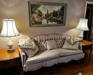 #1 Parlor Button Back Sofa w/wood Claw Feet - 75" Long $75.00