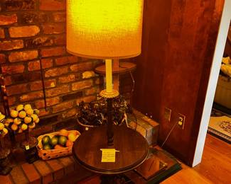 #106 MCM Wrought Iron and Wood Table Lamp - 60" Tall $85.00