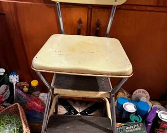 #92 Vintage Yellow Metal Step Stool (as is condition) - $35.00