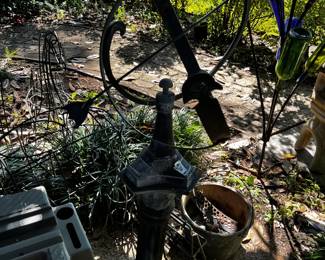#28 Cast Iron Garden Armilary Sun Dial on pedestal - 53" Tall $175.00
