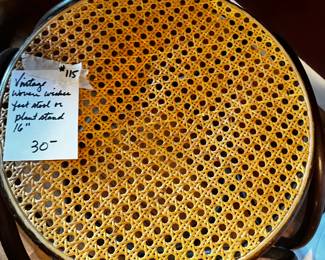 #115 Vintage Woven Wishes footstool or Plantstand w/Cane Top - 16" tall $30.00