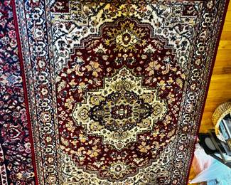 #110 JC Penney 4x6 area Rug Burgandy and Cream Rug $60.00