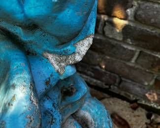 #18 Asian 2 pc Concrete Fountain - semi-painted - Heavy you move (has chip) - 19x19x38 $45.00