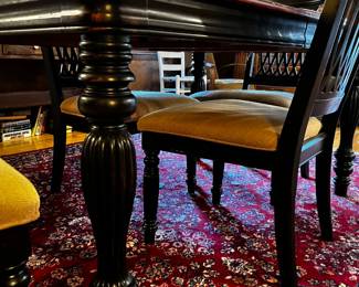 #101 Dining Table w/wood Top w/black Painted legs and Chairs - 60-78Lx40x30 (as is scratch on top and one chair has cracked back support) $175.00