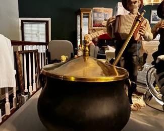 #260 Brass Fire Starter Cauldron and pumice Stone $30.00