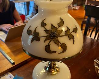 #95 Milk Glass and Brass Gone with the Wind 16" Tall Falkenstein $40.00