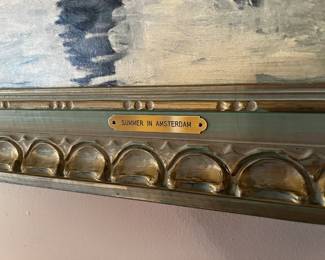 #4 "Summer in Amsterdam" Painted on Board in Teal Painted Wood Frame - 52x29 $45.00