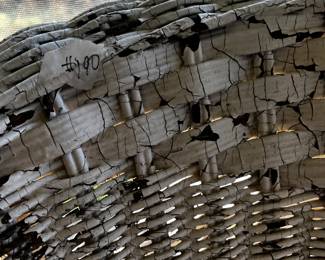#190 White Wicker Side chair (as is paint) Barrel Back w/vinyl cushion $25.00