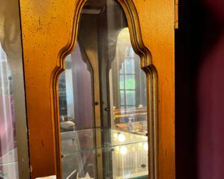#119 Antique Gold Display Cabinet w/2 glass doors and 3 glass shelves - lighted - 24wx11D 71T $65.00