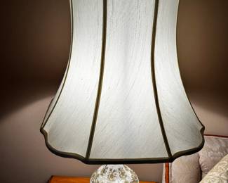#3 White Painted Glass Lamps w/ Shades - 35" Tall $150.00