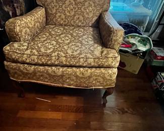 #154 Gold vintage armchair AS IS Upholstery Issues HEAVY YOU MOVE $25.00