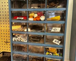 #172 Parts Cabinet - 18 /drawer w/contents -Blue $20.00