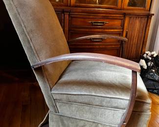 #107 Vintage Olive Green Velour Mid-Century Rocker $65.00