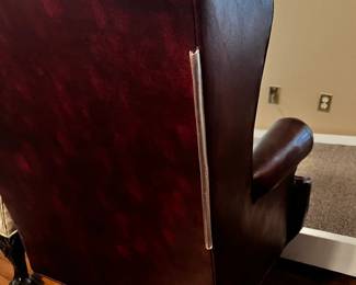 #123 Burgandy Executive Rolling Office Chair w/button Back and Seat w/nailhead trim $75.00