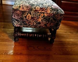 #143 Tapestry Covered Foot Stool (as is wood finish) - 24x21x16 $30.00