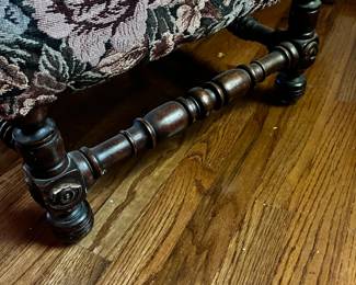 #143 Tapestry Covered Foot Stool (as is wood finish) - 24x21x16 $30.00