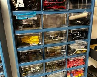 #168 Parts Cabinet - 18 drawer w/contents $20.00