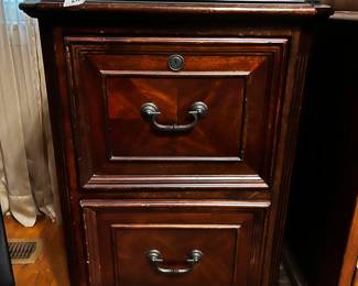 #210 Whalen Furniture 2 Drawer File Cabinet - Missing Hardware for filing - can be used as a side cabinet w/glass protect top - 22x25x30 $75.00