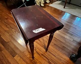 #153 End table with drop sides 11-20"w x 14d x 20 h AS IS finish on top $30.00