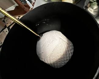 #260 Brass Fire Starter Cauldron and pumice Stone $30.00