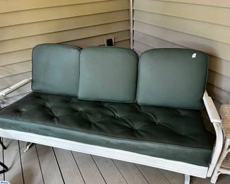 #181 Metal Frame w/Green vinyl Solid Cushion and Back Glider - 67" Long x 33" Tall $175.00