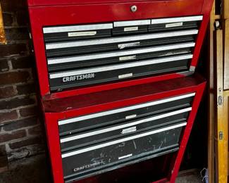 #62 Craftsman Rolling Tool Chest Rolling 2 pc - no key - 9 Drawers and 1 door - 27x19x47 $145.00