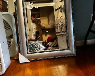 #234 Antique silver Framed Beveled Wall Mirror - 22x27 Rectangular and can be hung wither way $25.00