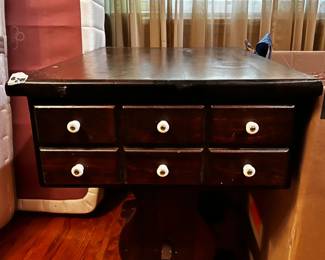 #205 Dark Wood 1 drawer Nightstands (has finish issues on top) w/trestle Bottom - 18Wx26Dx22T $50.00