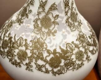 #3 White Painted Glass Lamps w/ Shades - 35" Tall $150.00