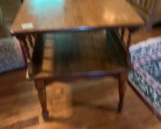 #130 Baumritter Maple 2 tier End Table (as is finish) - 20x20x23 $75.00