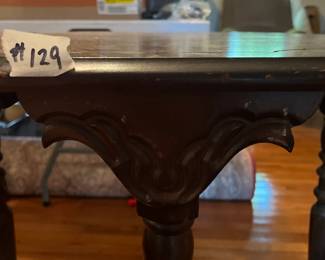 #129 AntiqueWood Octoganal Table - 26"D x 28T w/Cross Hatch Legs (as is finish on top ad bottom) $75.00