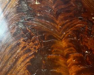 #113 Wood Antique Round Drum Table w/1 drawer on pedestal - 26" round x 27T (as is finish) $75.00