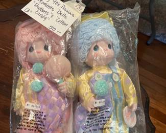 #131 Pair of vintage 90's Precious Moments dolls - Buttons and Cotton Candy - 13" - sold as a pair $50.00