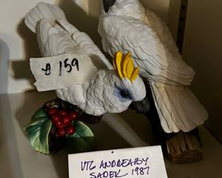 #159 Vintage Andrea by Sadek 1987 Blue Eyed Cockatoos 7.5" x 6.5" $30.00