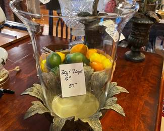 #96 16" pedestal Compote w/Glass Exoticals by Fitz and Floyd $50.00