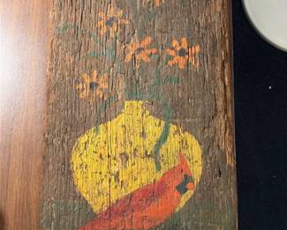 Hand-Painted Cardinal on Wood Plaque