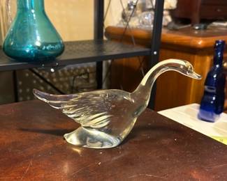 Clear Glass Swan Figurine