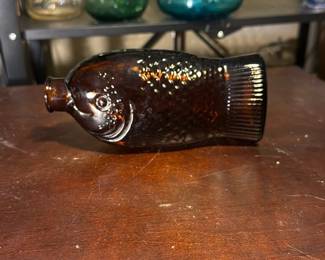 Amber Glass Fish Flask