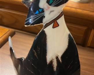 Kiln Art Fused Glass Cat Sculpture