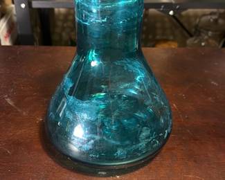 Teal Blown Glass Bulb Vase