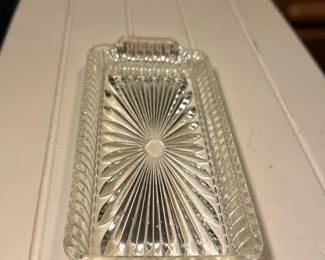 Pressed Glass Relish Dish 10in