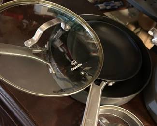 Set of 5 Calphalon pots, pans & lids