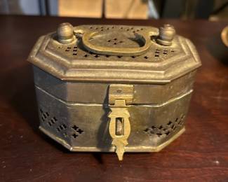 Octagonal Brass Chatelaine Box