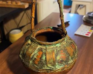 Copper Patina Clay Basket