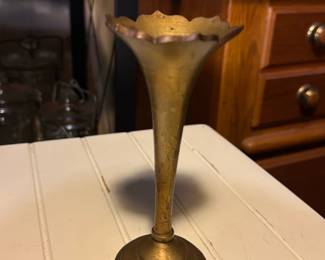 Brass Bud Vase Scalloped Rim