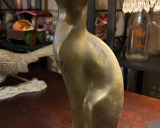 Brass Cat Figurine 12-inch