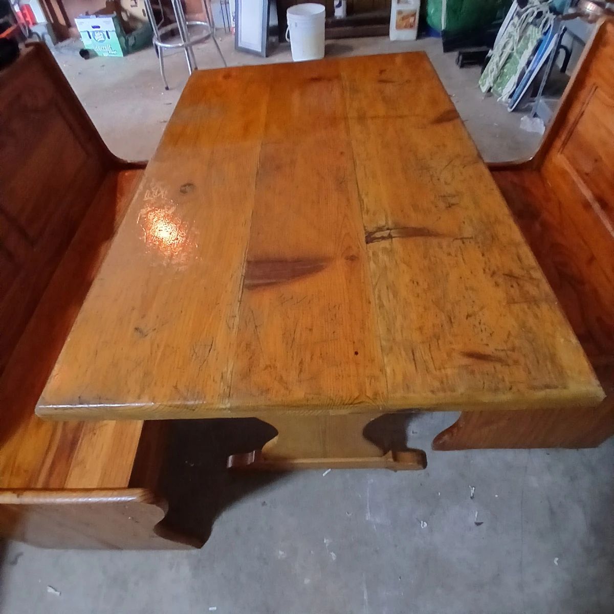 Wood bench with 2 matching benches