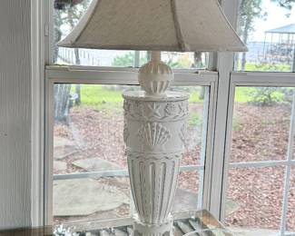 $40 white shell table lamp
