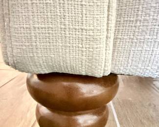 Legs of beautiful linen sofa