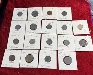 Collection of World War II and World War II German coins